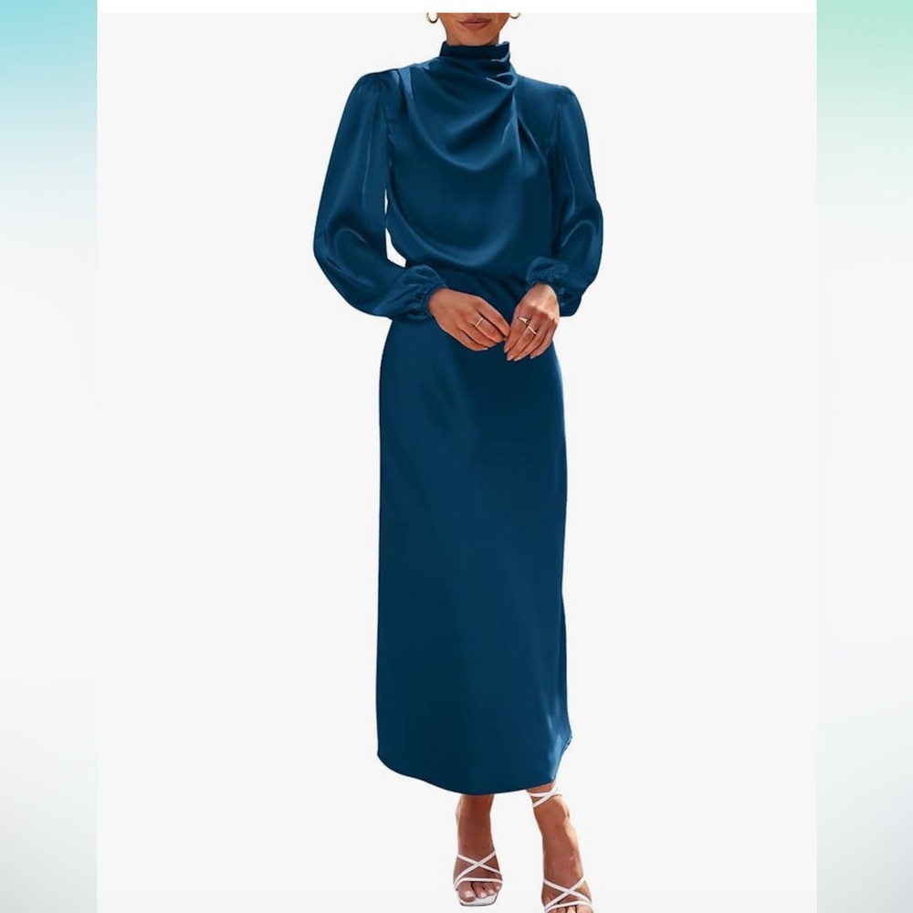 Satin Blouson Midi Dress